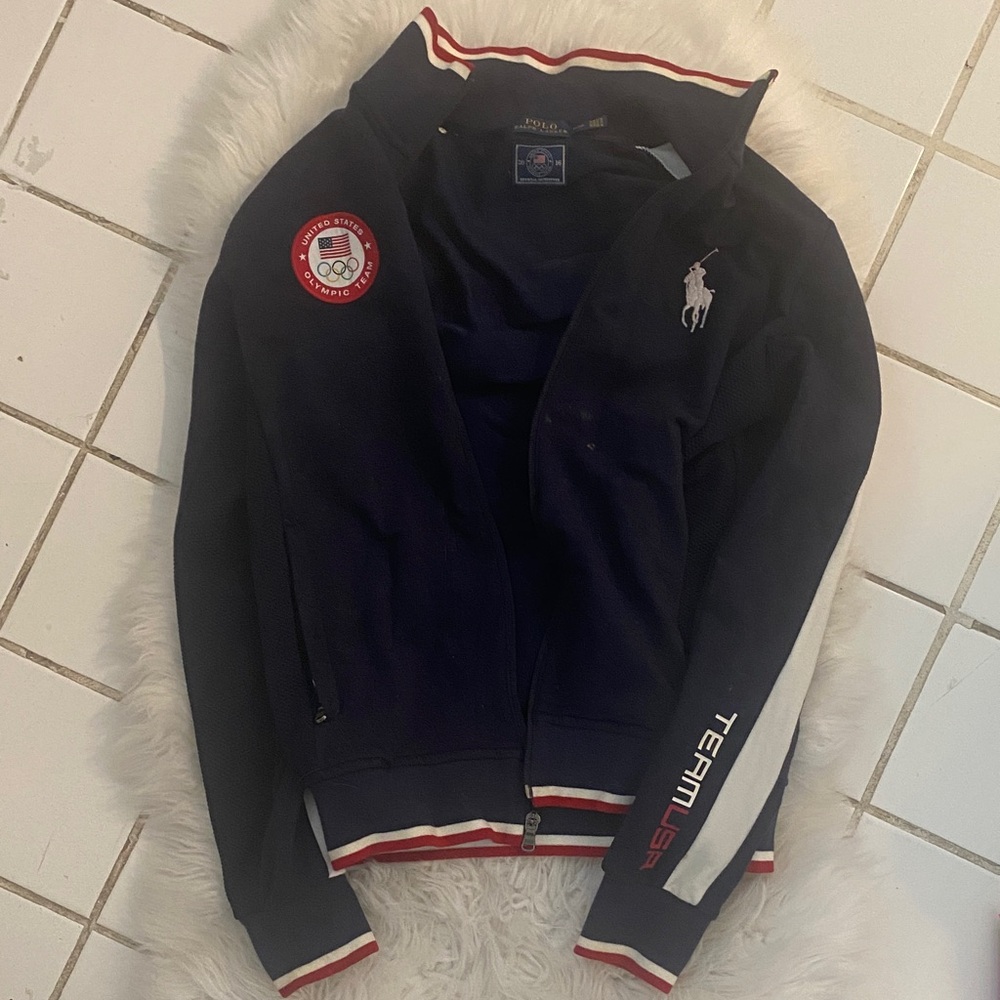 Ralph Lauren Navy Olympic Jacket with Red Accents